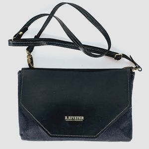 R. Riveter Black Patton Crossbody Clutch